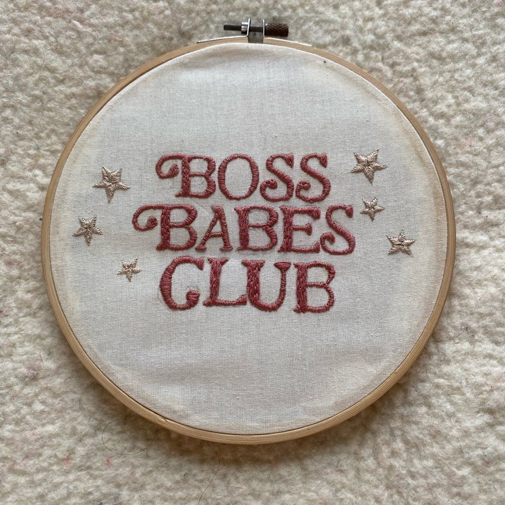 Boss Babes Club Embroidered Sign